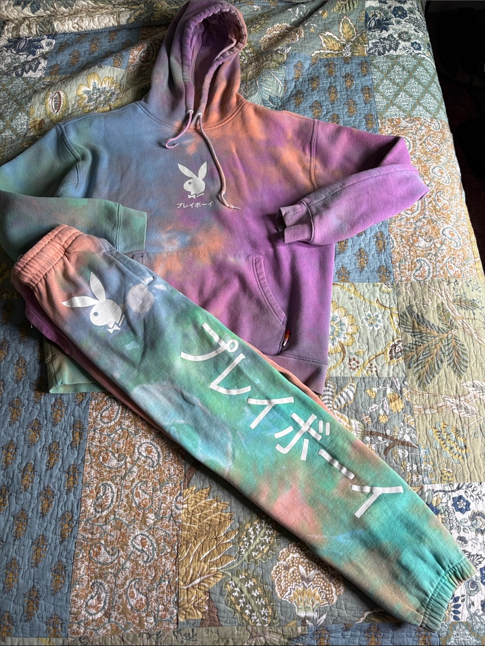 Playboy womans Tie-Dye Hoodie & Jogger Set - medium